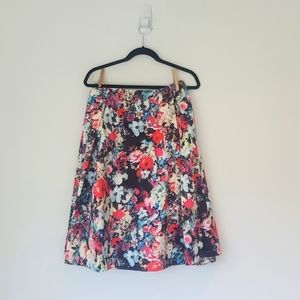 Bright & Floral A-Line Midi Skirt
